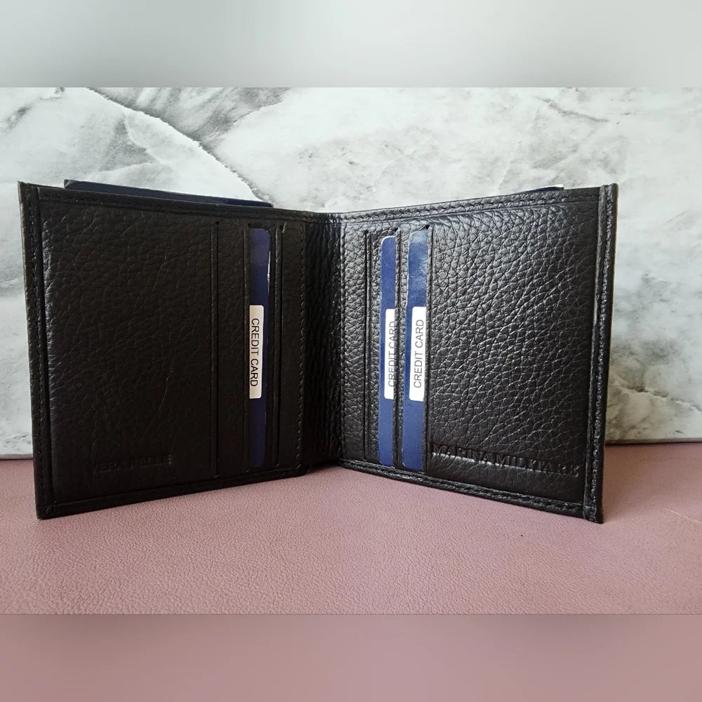 Marina Militare Italuan 100% REAL LEATHER Men's Wallet - Dark Brown